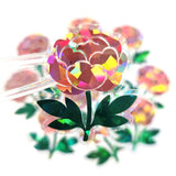 Pink Peony Flower Sticker Set, small sparkly summer blooms for journals, garden planners, wedding envelopes, scrapbook pages and crafts.