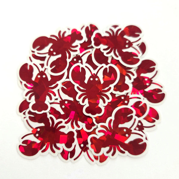 Lobster Mini Stickers Set, Sparkly Sealife Stickers for Summer Weddings, Clambakes and Beach Birthday Decor.