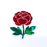 Red Peony Flower Sticker Set, small sparkly summer blooms for journals, garden planners, wedding envelopes, scrapbook pages and crafts.