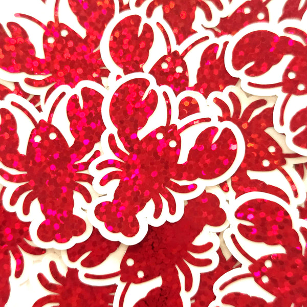 Red Lobster Mini Glitter Stickers Set, Sparkly Sealife Stickers for Summer Weddings, Clambakes and Beach Birthday Decor.