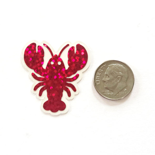 Red Lobster Mini Glitter Stickers Set, Sparkly Sealife Stickers for Summer Weddings, Clambakes and Beach Birthday Decor.