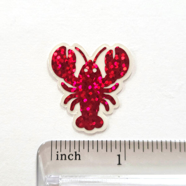 Red Lobster Mini Glitter Stickers Set, Sparkly Sealife Stickers for Summer Weddings, Clambakes and Beach Birthday Decor.