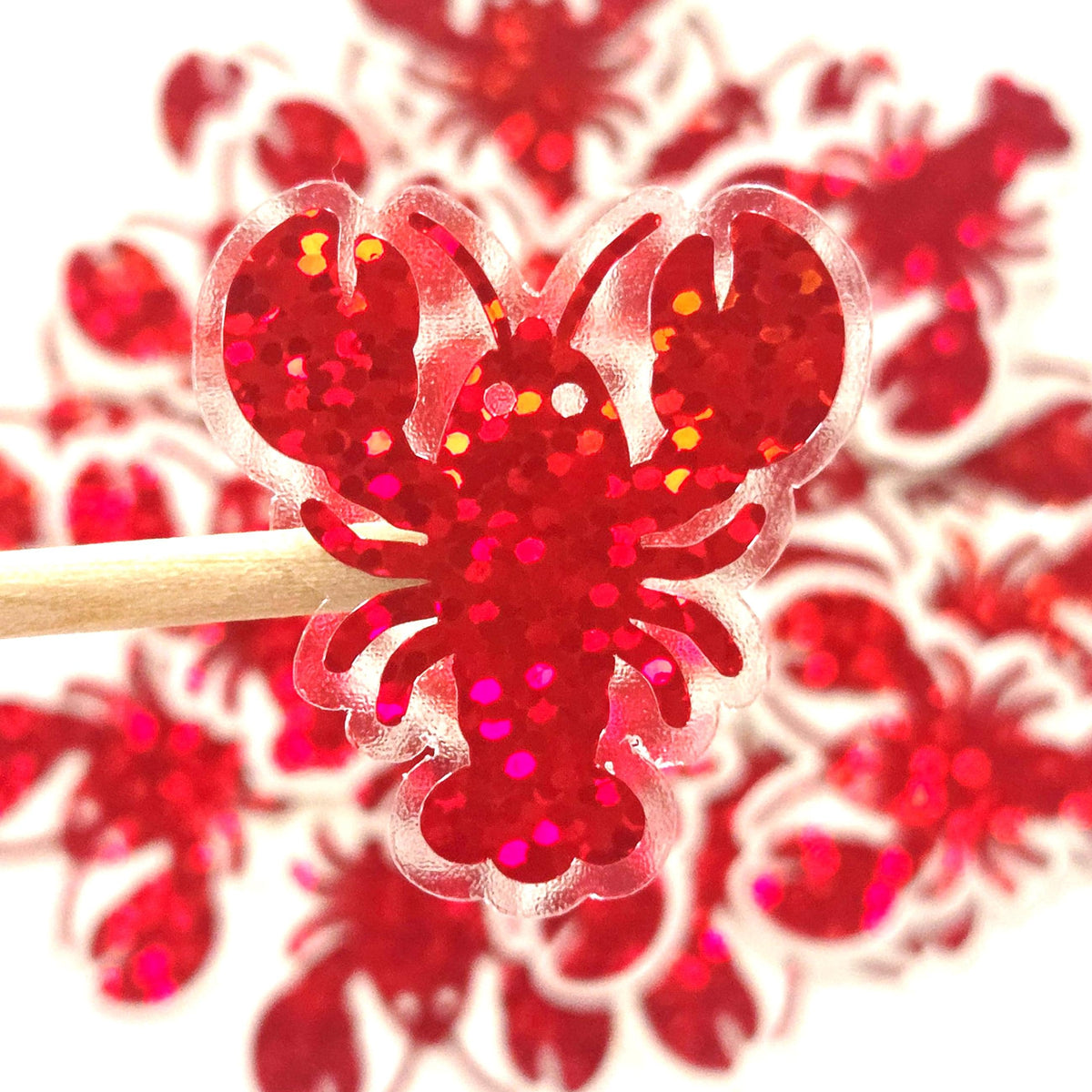 Red Lobster Mini Glitter Stickers Set, Sparkly Sealife Stickers for Summer Weddings, Clambakes and Beach Birthday Decor.