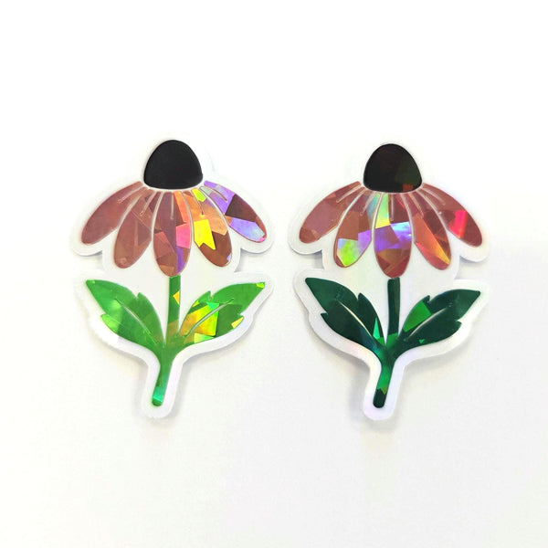 Pink Coneflowers Mini Sticker Set, Sparkly Summer Blooms, Garden Journal Scrapbook Embellishments