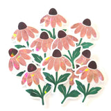 Pink Coneflowers Mini Sticker Set, Sparkly Summer Blooms, Garden Journal Scrapbook Embellishments