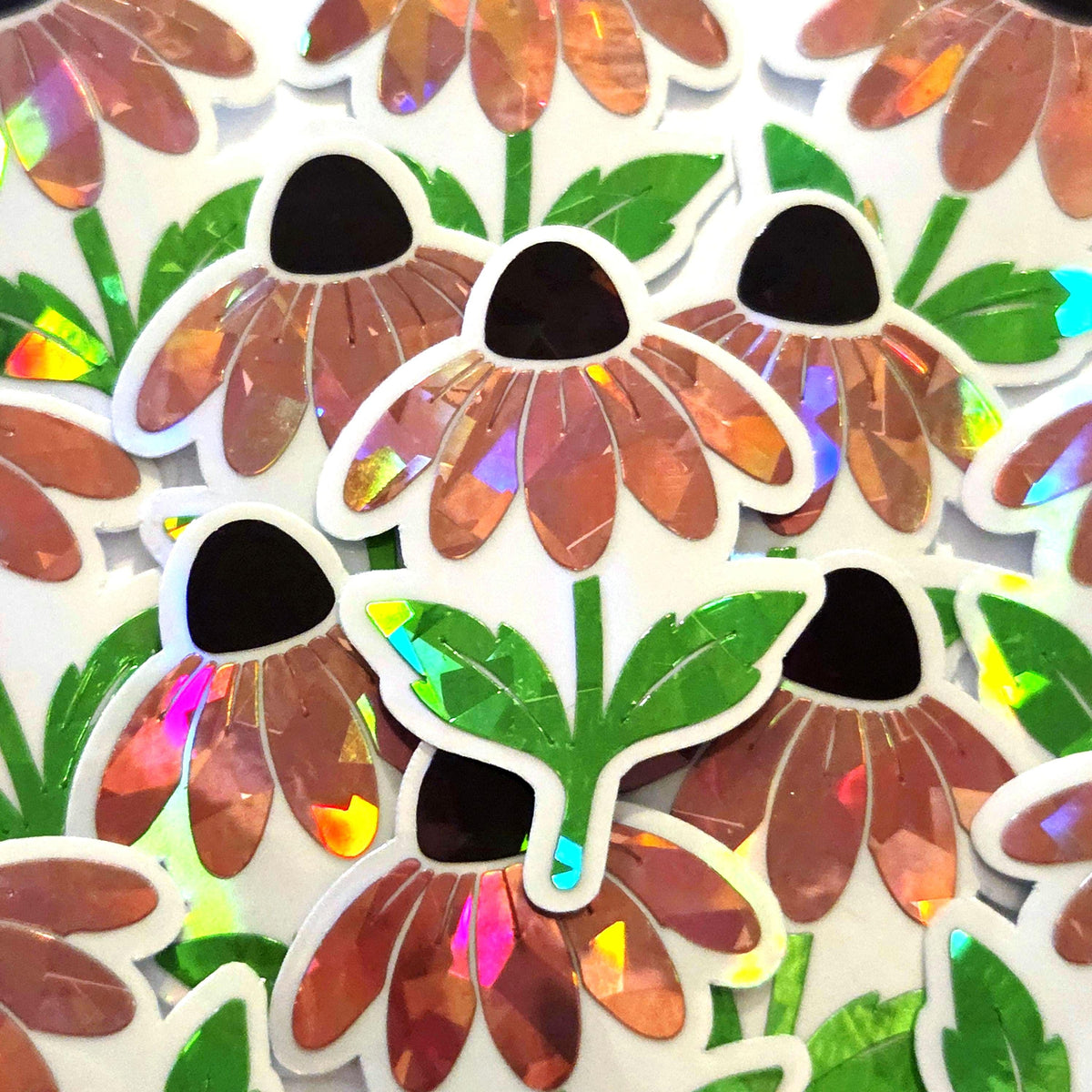 Pink Coneflowers Mini Sticker Set, Sparkly Summer Blooms, Garden Journal Scrapbook Embellishments