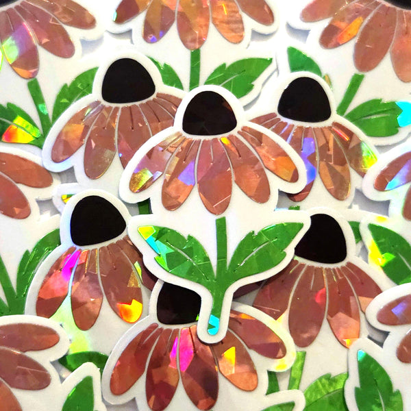 Pink Coneflowers Mini Sticker Set, Sparkly Summer Blooms, Garden Journal Scrapbook Embellishments