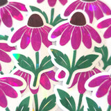 Hot Pink Coneflowers Mini Sticker Set, Sparkly Summer Blooms, Garden Journal Scrapbook Embellishments