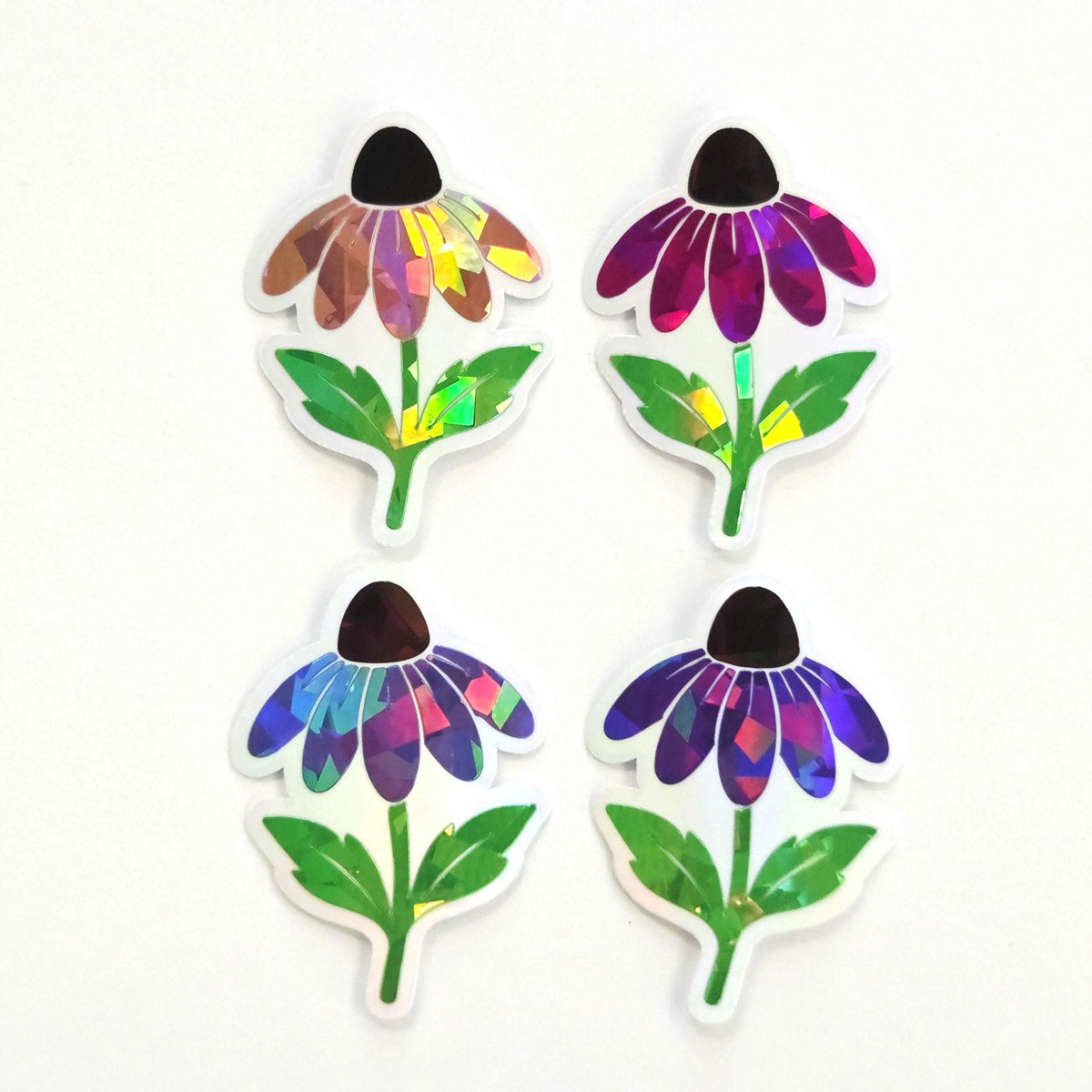 Hot Pink Coneflowers Mini Sticker Set, Sparkly Summer Blooms, Garden Journal Scrapbook Embellishments