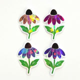 Hot Pink Coneflowers Mini Sticker Set, Sparkly Summer Blooms, Garden Journal Scrapbook Embellishments