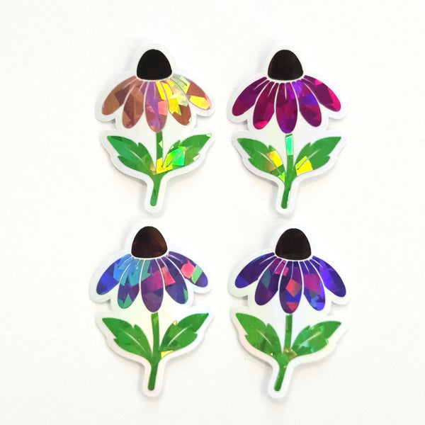Hot Pink Coneflowers Mini Sticker Set, Sparkly Summer Blooms, Garden Journal Scrapbook Embellishments