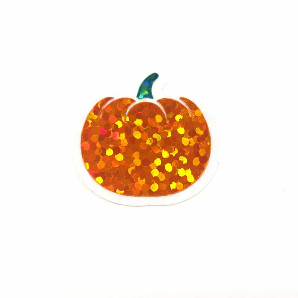 Orange Pumpkin Mini Stickers Set, sparkly fall vegetable stickers for planners, journals and Halloween scrapbook pages.