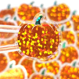Orange Pumpkin Mini Stickers Set, sparkly fall vegetable stickers for planners, journals and Halloween scrapbook pages.