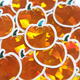 Orange Pumpkin Mini Stickers Set, sparkly fall vegetable stickers for planners, journals and Halloween scrapbook pages.