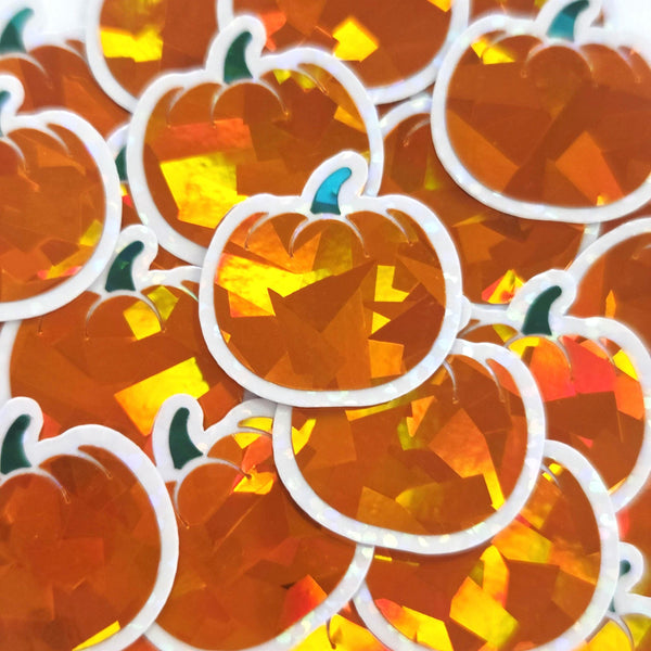 Orange Pumpkin Mini Stickers Set, sparkly fall vegetable stickers for planners, journals and Halloween scrapbook pages.