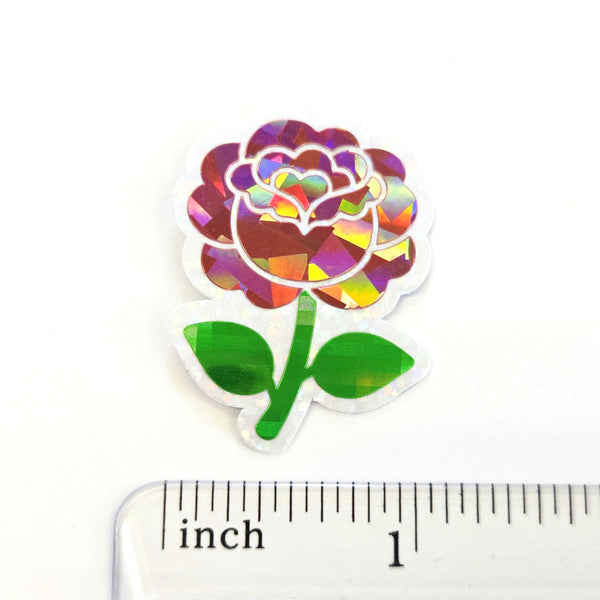 Pink Roses Flower Sticker Set, small sparkly summer blooms for journals, garden planners, envelopes, scrapbook pages and crafts.