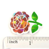 Pink Roses Flower Sticker Set, small sparkly summer blooms for journals, garden planners, envelopes, scrapbook pages and crafts.