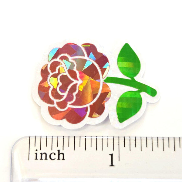 Pink Roses Flower Sticker Set, small sparkly summer blooms for journals, garden planners, envelopes, scrapbook pages and crafts.