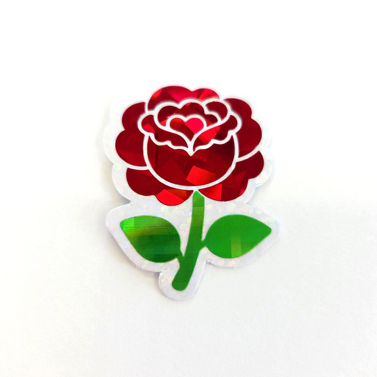 Red Roses Flower Sticker Set, small sparkly summer blooms for journals, garden planners, envelopes, scrapbook pages and crafts.