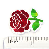 Red Roses Flower Sticker Set, small sparkly summer blooms for journals, garden planners, envelopes, scrapbook pages and crafts.