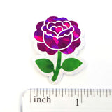 Hot Pink Roses Flower Sticker Set, small sparkly summer blooms for journals, garden planners, envelopes, scrapbook pages and crafts.