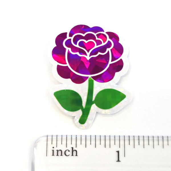 Hot Pink Roses Flower Sticker Set, small sparkly summer blooms for journals, garden planners, envelopes, scrapbook pages and crafts.