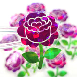 Hot Pink Roses Flower Sticker Set, small sparkly summer blooms for journals, garden planners, envelopes, scrapbook pages and crafts.
