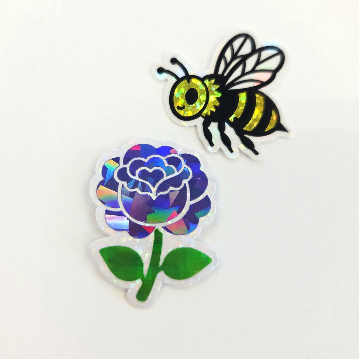 Purple Roses Flower Sticker Set, small sparkly summer blooms for journals, garden planners, envelopes, scrapbook pages and crafts.