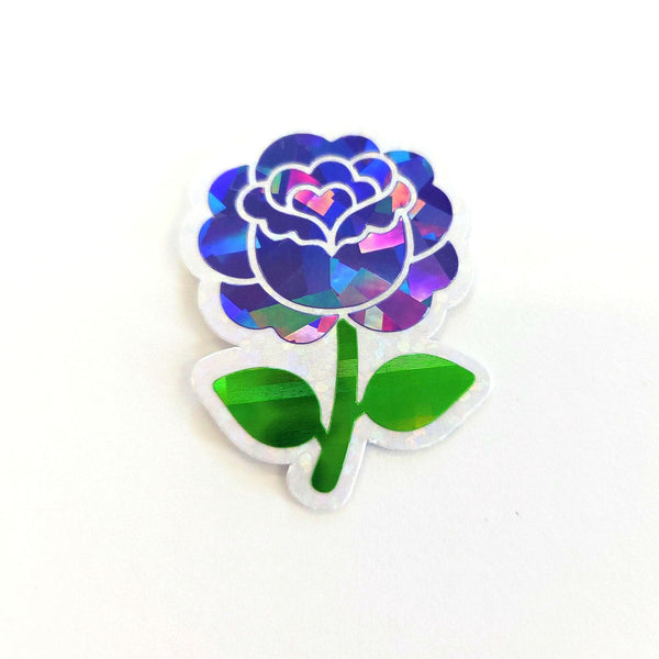 Purple Roses Flower Sticker Set, small sparkly summer blooms for journals, garden planners, envelopes, scrapbook pages and crafts.