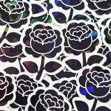 Black Roses Flower Sticker Set, small sparkly gothic blooms fo dark romance book journals, planners, envelopes, scrapbook pages