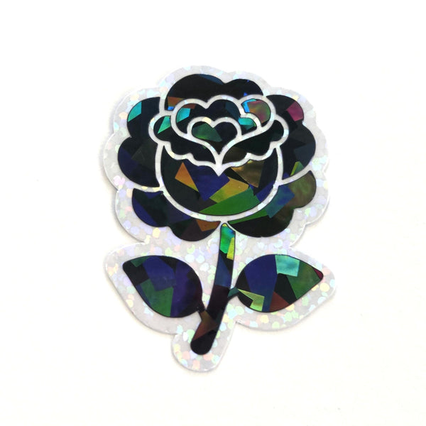 Black Roses Flower Sticker Set, small sparkly gothic blooms fo dark romance book journals, planners, envelopes, scrapbook pages