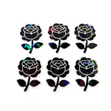 Black Roses Flower Sticker Set, small sparkly gothic blooms fo dark romance book journals, planners, envelopes, scrapbook pages