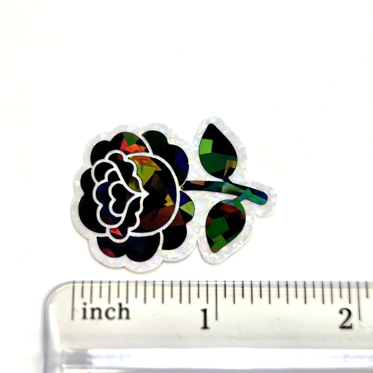 Black Roses Flower Sticker Set, small sparkly gothic blooms fo dark romance book journals, planners, envelopes, scrapbook pages