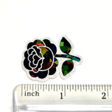 Black Roses Flower Sticker Set, small sparkly gothic blooms fo dark romance book journals, planners, envelopes, scrapbook pages