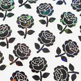Black Roses Flower Sticker Set, small sparkly gothic blooms fo dark romance book journals, planners, envelopes, scrapbook pages