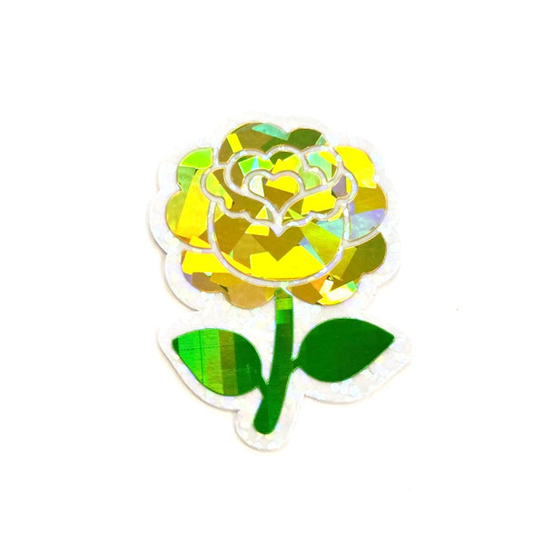 Yellow Roses Flower Sticker Set, small sparkly summer blooms for journals, garden planners, envelopes, scrapbook pages and crafts.