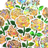 Yellow Roses Flower Sticker Set, small sparkly summer blooms for journals, garden planners, envelopes, scrapbook pages and crafts.