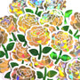 Yellow Roses Flower Sticker Set, small sparkly summer blooms for journals, garden planners, envelopes, scrapbook pages and crafts.