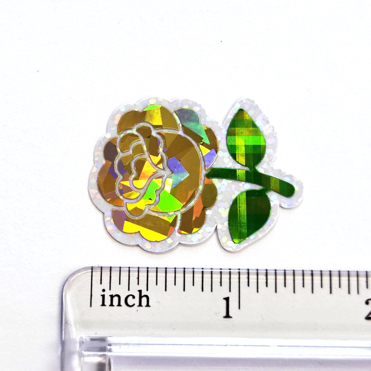 Yellow Roses Flower Sticker Set, small sparkly summer blooms for journals, garden planners, envelopes, scrapbook pages and crafts.