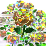Yellow Roses Flower Sticker Set, small sparkly summer blooms for journals, garden planners, envelopes, scrapbook pages and crafts.