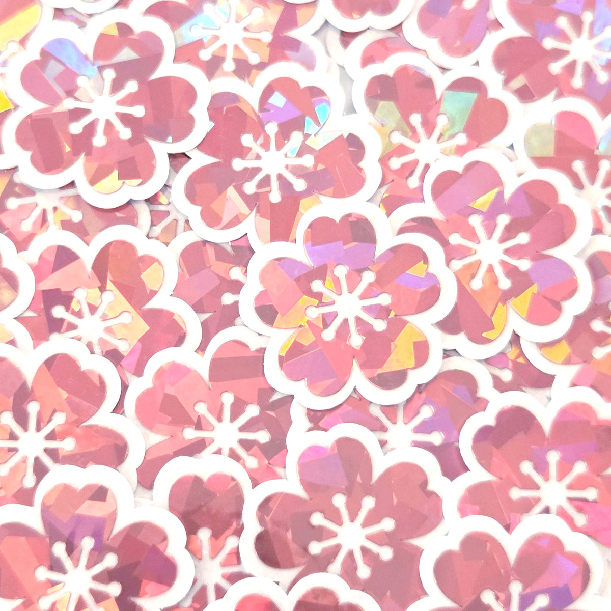 Sakura Blossom Flowers Die Cut Stickers Set, Sparkly Pink Cherry Blooms