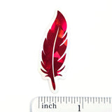 Red Feathers Sticker Bundle, set of 18 bird feather shaped die cut sparkly stickers, summer festival journal page embellishments