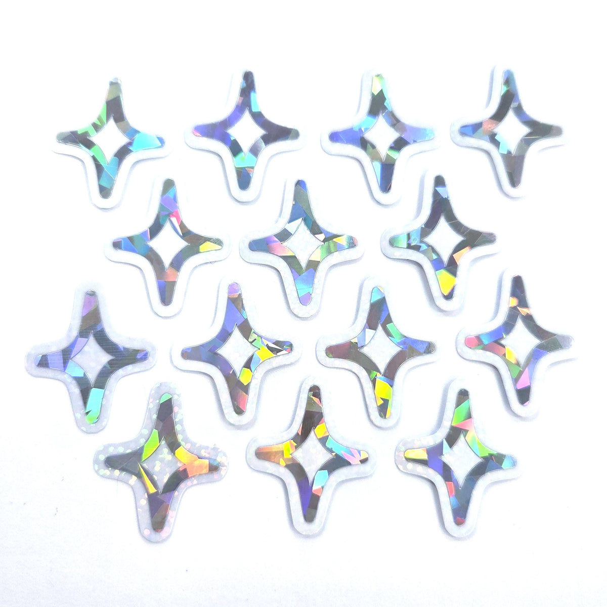 Sparkly Stars Die Cut Sticker Set, small silver stars for craft projects, summer festivals, journals and scrapbook pages.