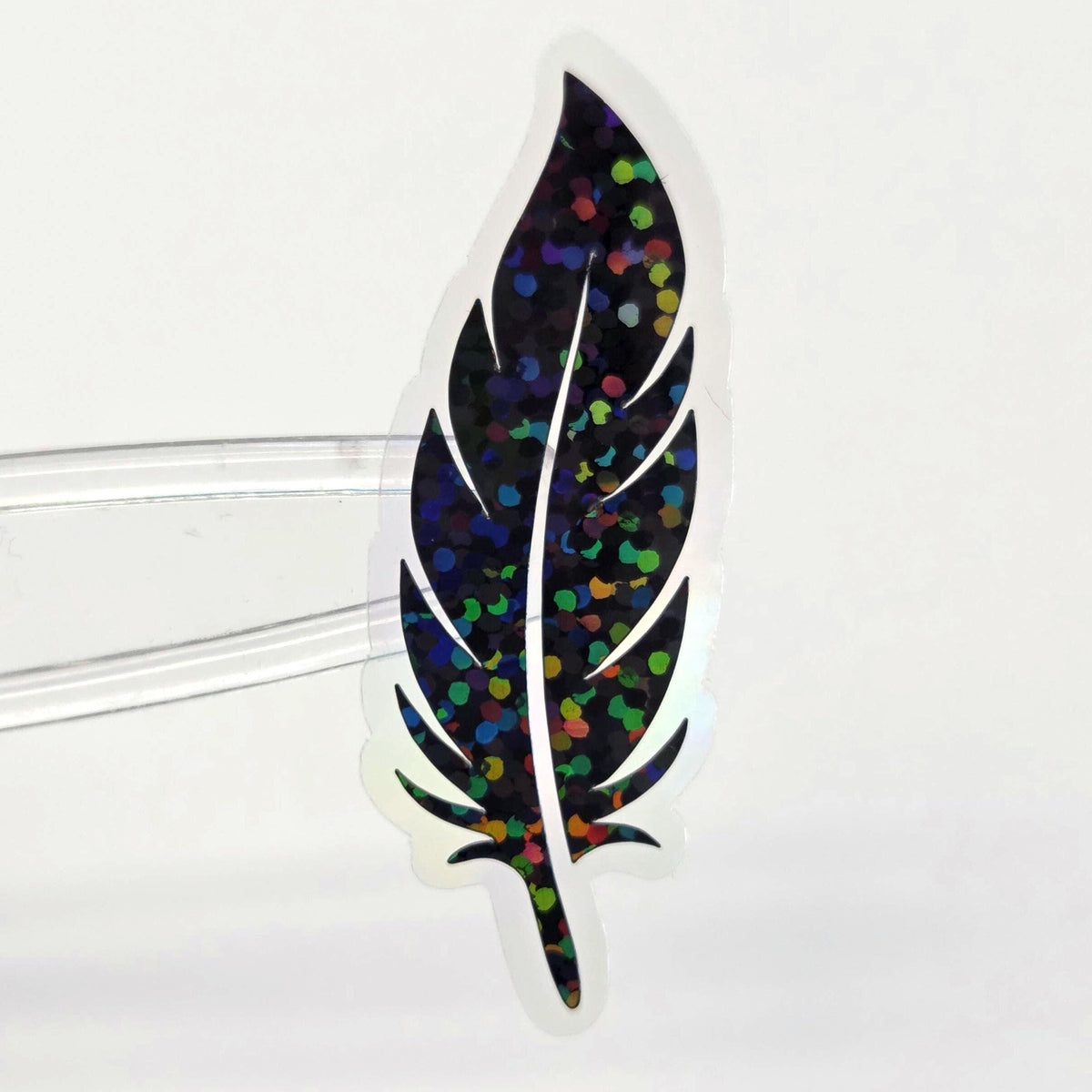 Black Raven Bird Feathers Sticker Bundle, set of 18 feather shaped die cut stickers, goth music festival journal embellishments
