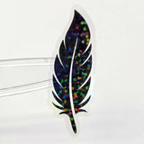 Black Raven Bird Feathers Sticker Bundle, set of 18 feather shaped die cut stickers, goth music festival journal embellishments