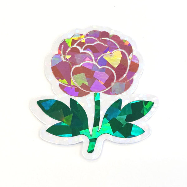 Red Peony Flower Sticker Set, small sparkly summer blooms for journals, garden planners, wedding envelopes, scrapbook pages and crafts.