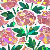 Red Peony Flower Sticker Set, small sparkly summer blooms for journals, garden planners, wedding envelopes, scrapbook pages and crafts.