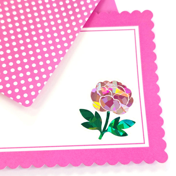 Red Peony Flower Sticker Set, small sparkly summer blooms for journals, garden planners, wedding envelopes, scrapbook pages and crafts.