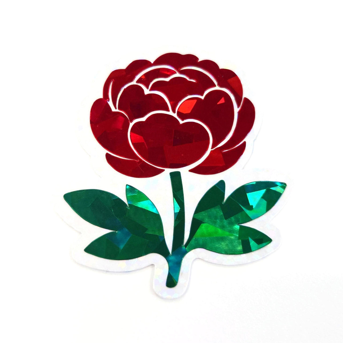 Peony Flower Die Cut Stickers, small sparkly hot pink summer blooms for journals, garden planners, envelopes, scrapbook pages and crafts.