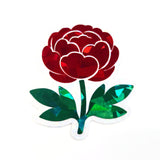 Peony Flower Die Cut Stickers, small sparkly hot pink summer blooms for journals, garden planners, envelopes, scrapbook pages and crafts.